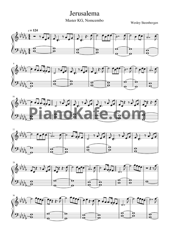 Ноты Master KG feat. Nomcebo - Jerusalema - PianoKafe.com