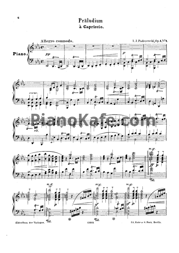 Ноты И. Падеревский - Две пьесы (Op. 1) - PianoKafe.com