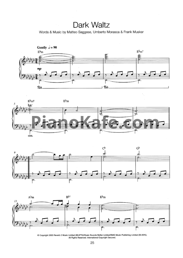 Ноты Hayley Westenra - Dark waltz - PianoKafe.com