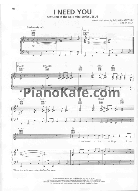 Ноты LeAnn Rimes - I need you - PianoKafe.com