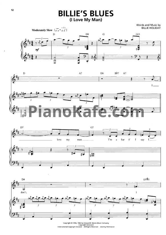 Ноты Billie Holiday - Billie's blues (I love my man) - PianoKafe.com
