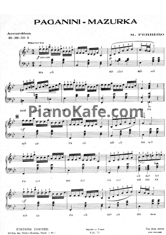 Ноты M. Ferrero - Maruzrka (Paganini) - PianoKafe.com