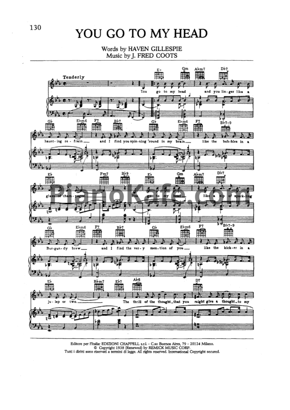 Ноты Frank Sinatra - You go to my head - PianoKafe.com