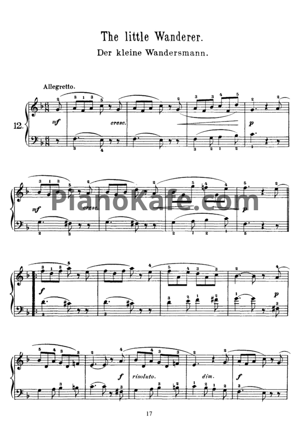 Ноты Корнелиус Гурлитт - The little wanderer (Op. 101, №12) - PianoKafe.com