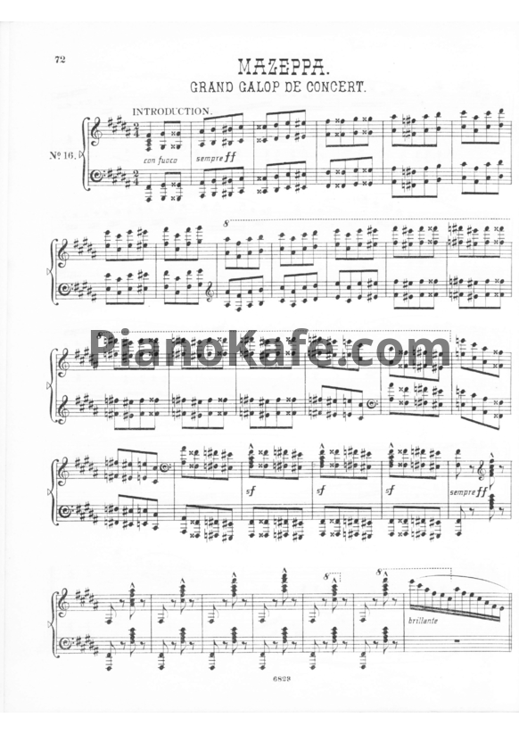 Ноты Герман Волленгаупт - Мазеппа. Большой концертный галоп (Соч. 43) - PianoKafe.com