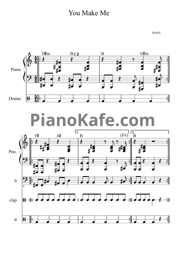 Ноты Avicii feat. Salem Al Fakir - You Make Me - PianoKafe.com
