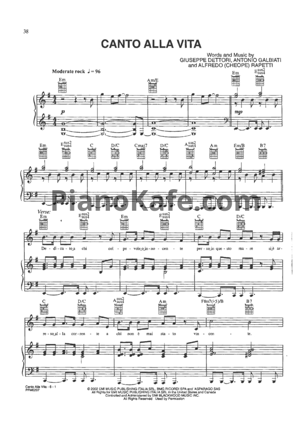Ноты Josh Groban - Canto alla vita - PianoKafe.com