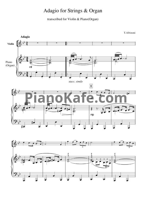 Ноты Lara Fabian - Adagio - PianoKafe.com
