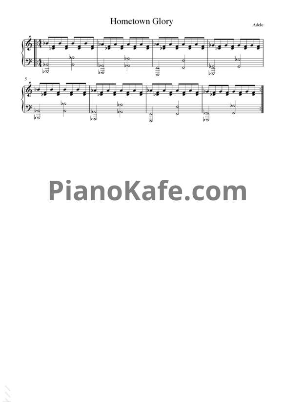 Ноты Adele - Hometown glory - PianoKafe.com