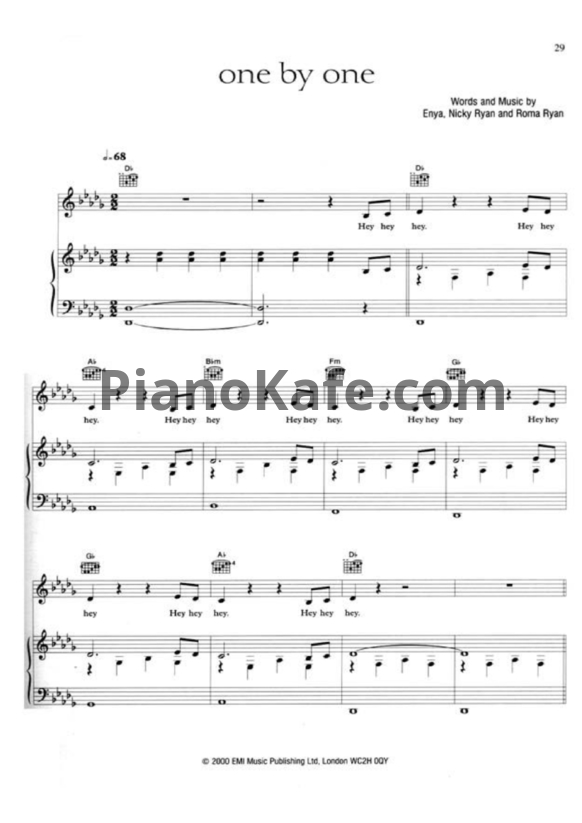 Ноты Enya - One by one - PianoKafe.com