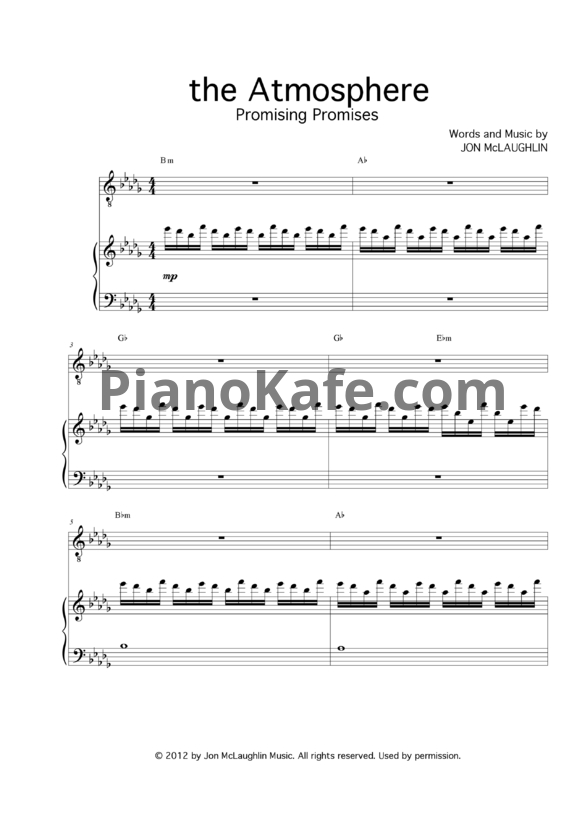 Ноты Jon McLaughlin - The atmosphere - PianoKafe.com