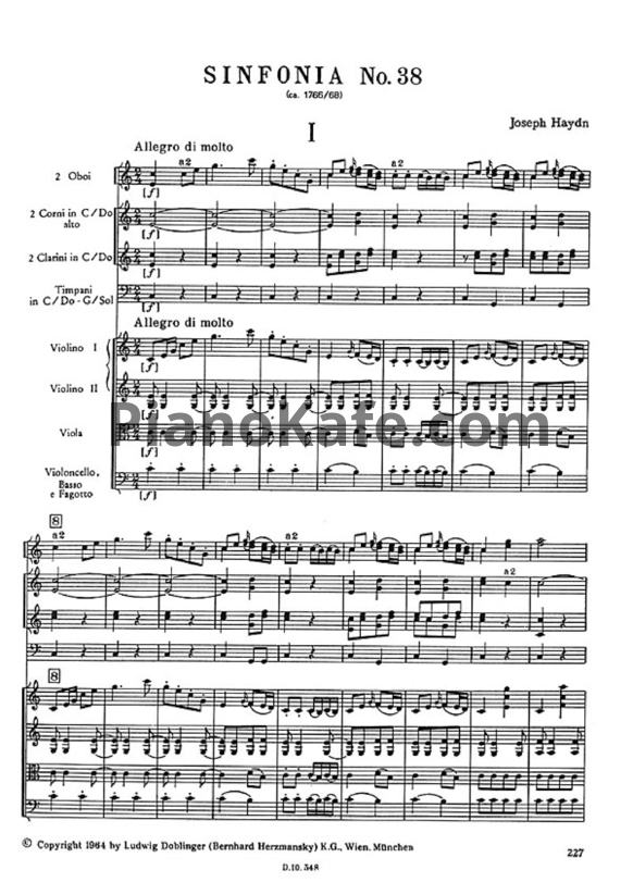 Ноты Йозеф Гайдн - Симфония №38 до мажор (Партитура) - PianoKafe.com
