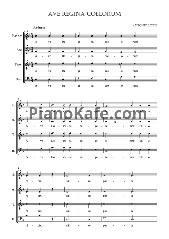 Ноты Antonio Lotti - Ave Regina coelorum - PianoKafe.com