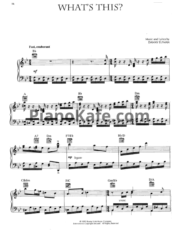 Ноты Danny Elfman - What's this? - PianoKafe.com