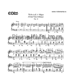 Ноты Ф. Шопен - Вальс №1 ми-бемоль мажор `Большой блестящий вальс` - предпросмотр