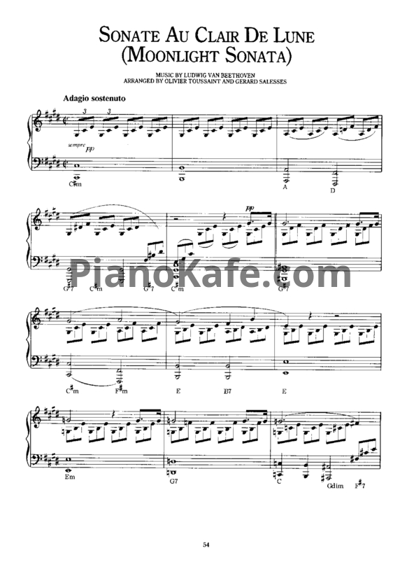 Ноты Richard Clayderman - Sonate au clair de lune - PianoKafe.com