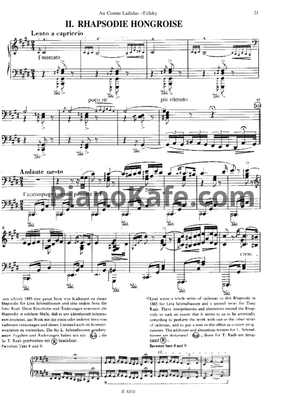 Ноты Ференц Лист - Венгерская рапсодия №2 - PianoKafe.com