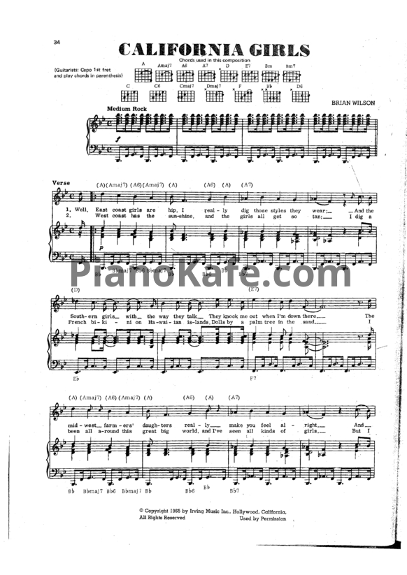 Ноты The Beach Boys - Califorina girls - PianoKafe.com