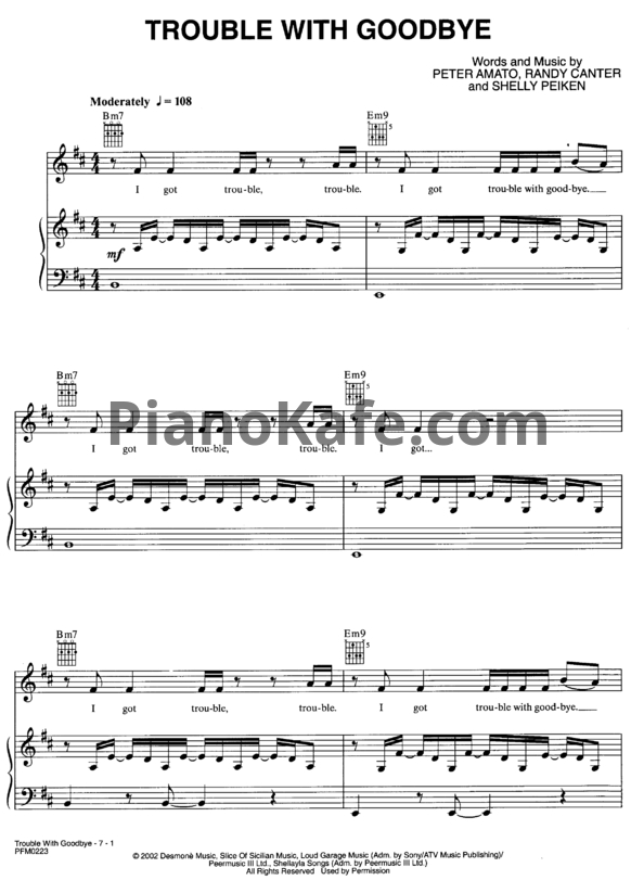 Ноты LeAnn Rimes - Trouble with goodbye - PianoKafe.com