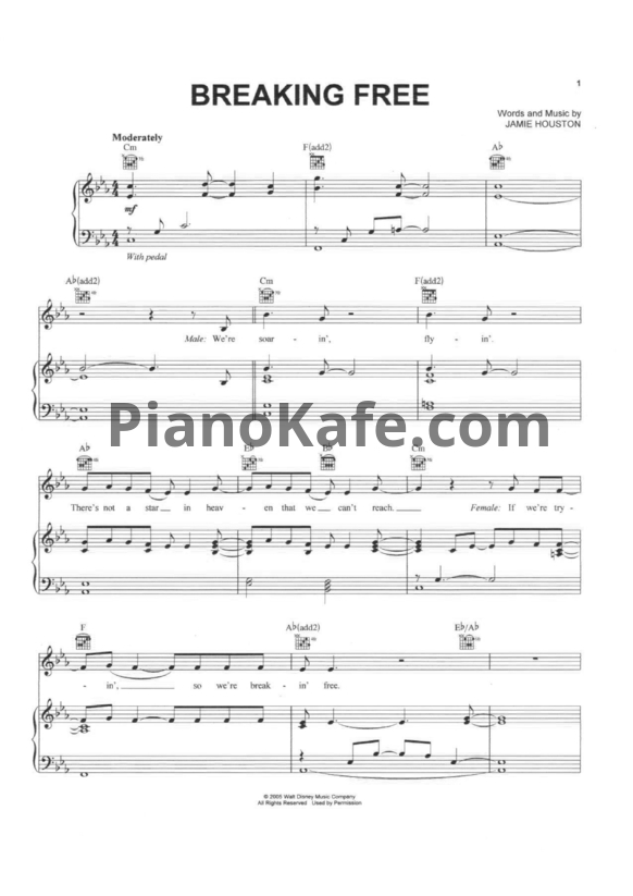 Ноты Jamie Houston - Breaking free - PianoKafe.com