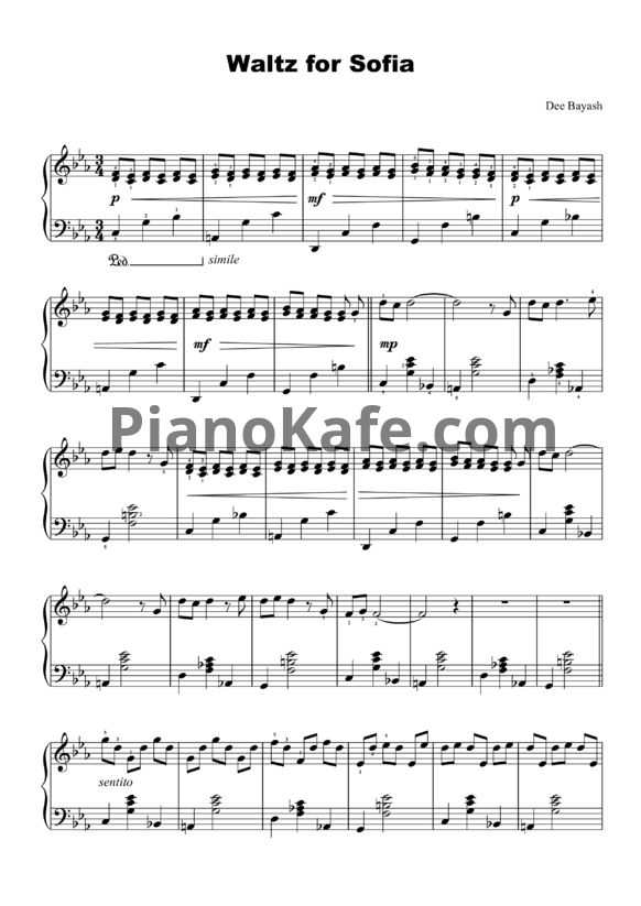 Ноты Dee Bayash - Waltz for Sofia - PianoKafe.com