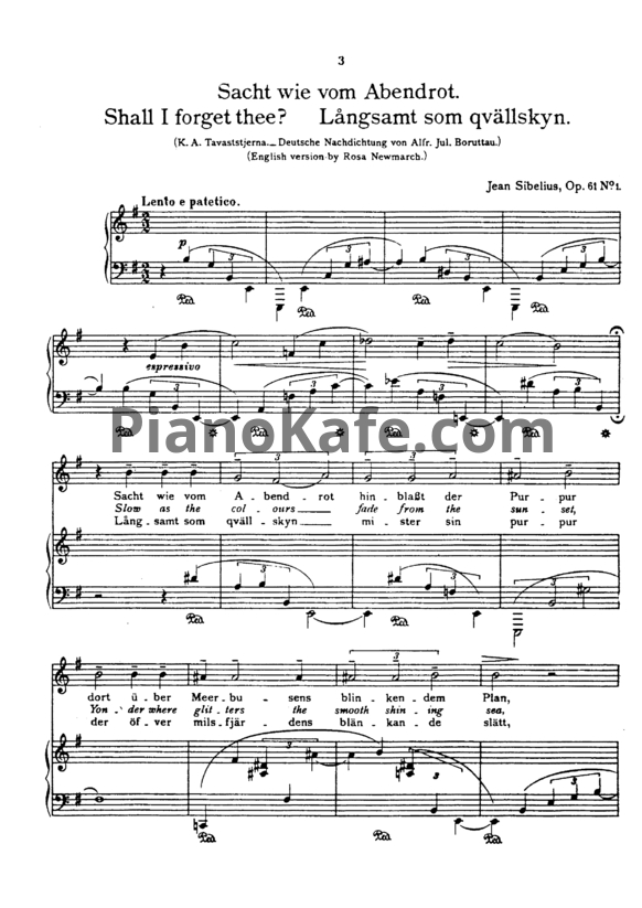 Ноты Ян Сибелиус - 8 песен для голоса и фортепиано (Op. 61) - PianoKafe.com