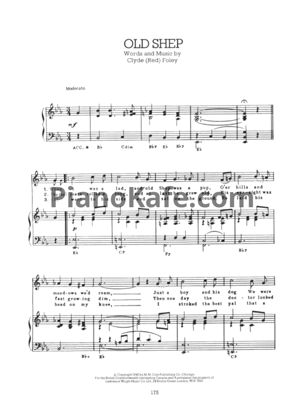 Ноты Elvis Presley - Old shep - PianoKafe.com