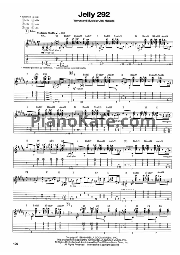 Ноты Jimi Hendrix - Jelly 292 - PianoKafe.com