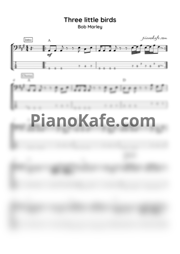 Ноты Bob Marley - Three little birds - PianoKafe.com