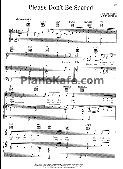 Ноты Barry Manilow - Please don't be scared - PianoKafe.com
