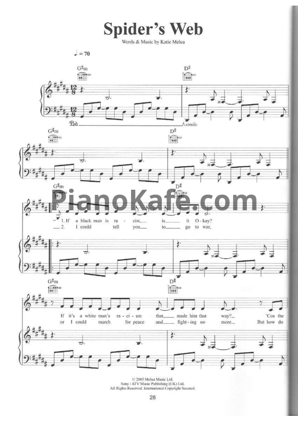 Ноты Katie Melua - Spider's web - PianoKafe.com