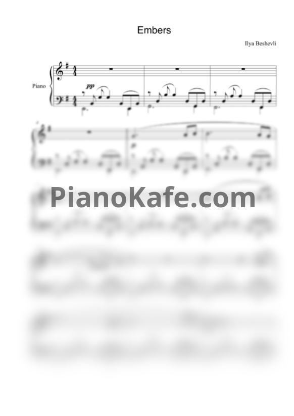 Ноты Ilya Beshevli - Embers - PianoKafe.com