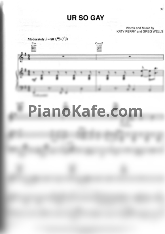 Ноты Katy Perry - Ur so gay - PianoKafe.com