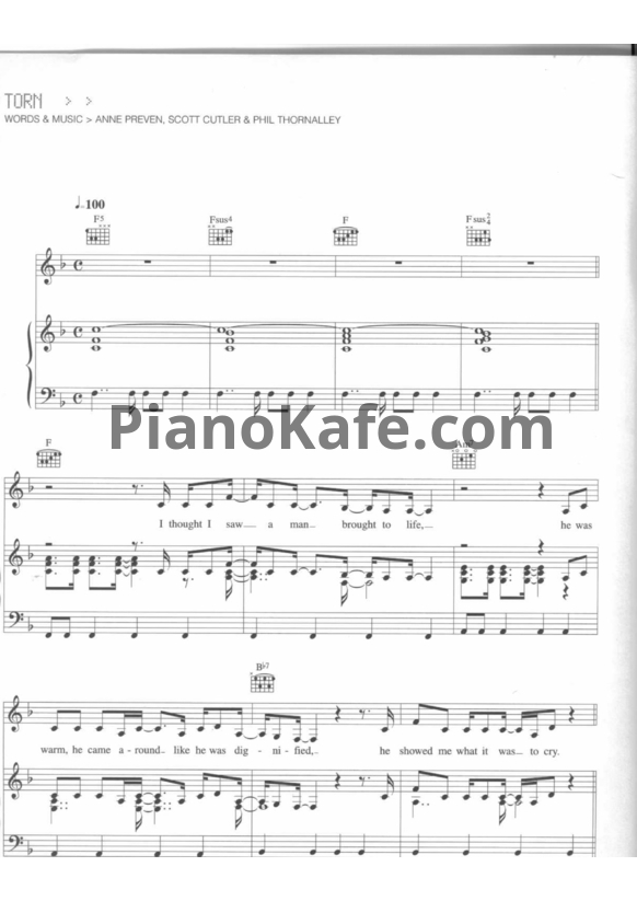 Ноты Natalie Imbruglia - Torn (Версия 2) - PianoKafe.com