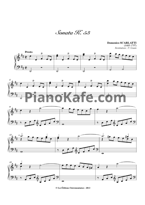 Ноты Д. Скарлатти - Соната K53 - PianoKafe.com