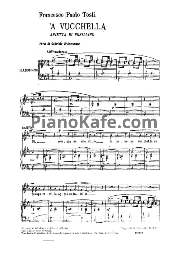 Ноты Paolo Tosti - A vucchella - PianoKafe.com