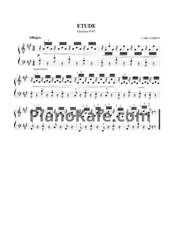 Ноты Карл Черни - Этюд №47 (Г. Гермер) - PianoKafe.com