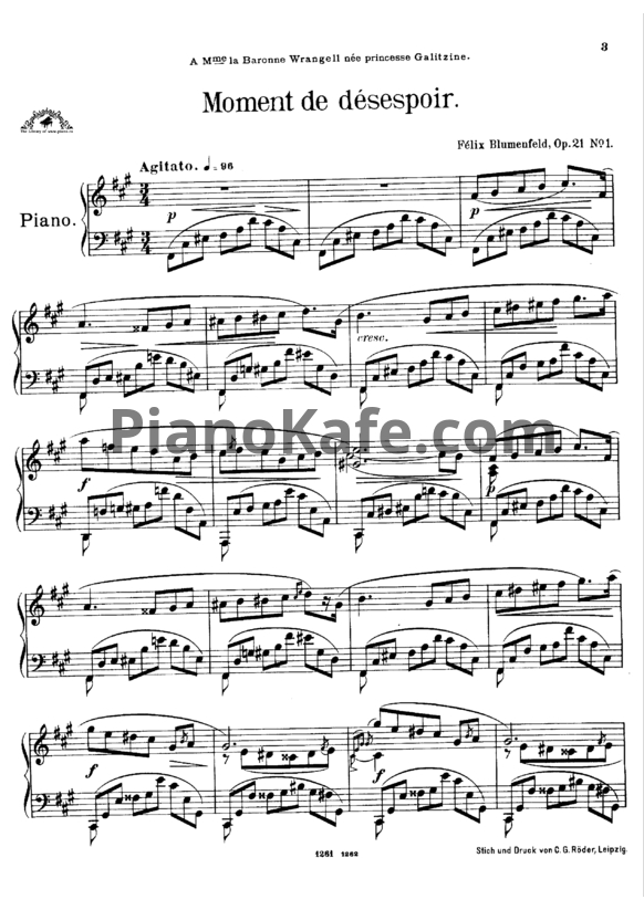 Ноты Феликс Блуменфельд - 3 пьесы (Op. 21) - PianoKafe.com