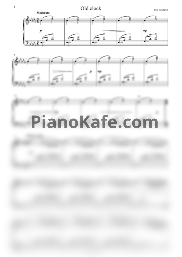 Ноты Ilya Beshevli - Old clock - PianoKafe.com