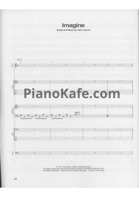 Ноты John Lennon - Imagine (Партитура) - PianoKafe.com