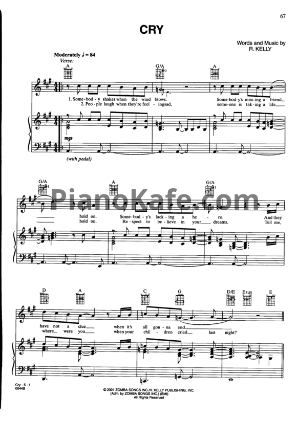 Ноты Michael Jackson - Cry - PianoKafe.com