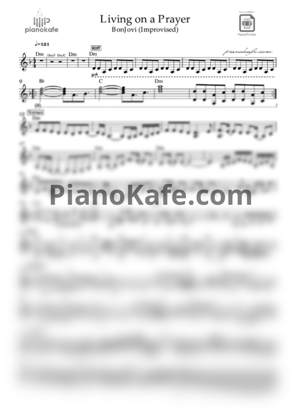 Ноты Bon Jovi - Livin' on a prayer - PianoKafe.com