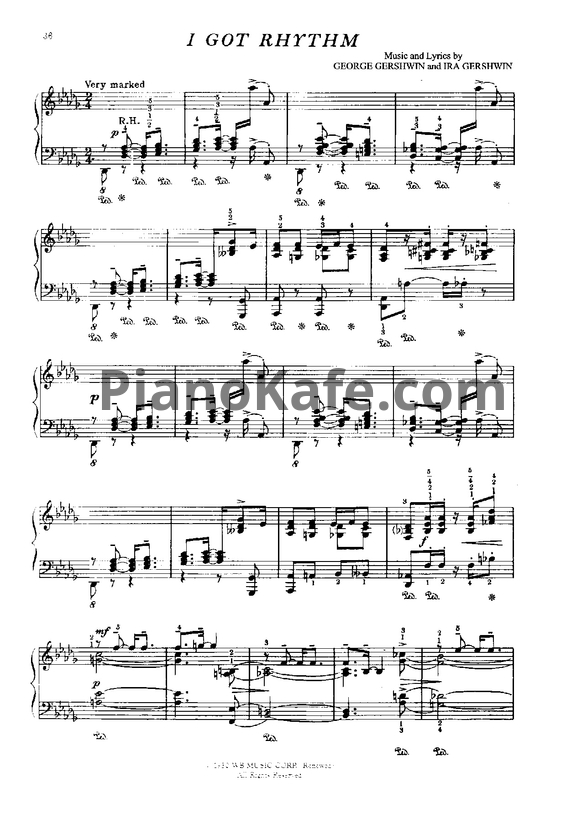 Ноты George Gershwin - I got rhythm - PianoKafe.com