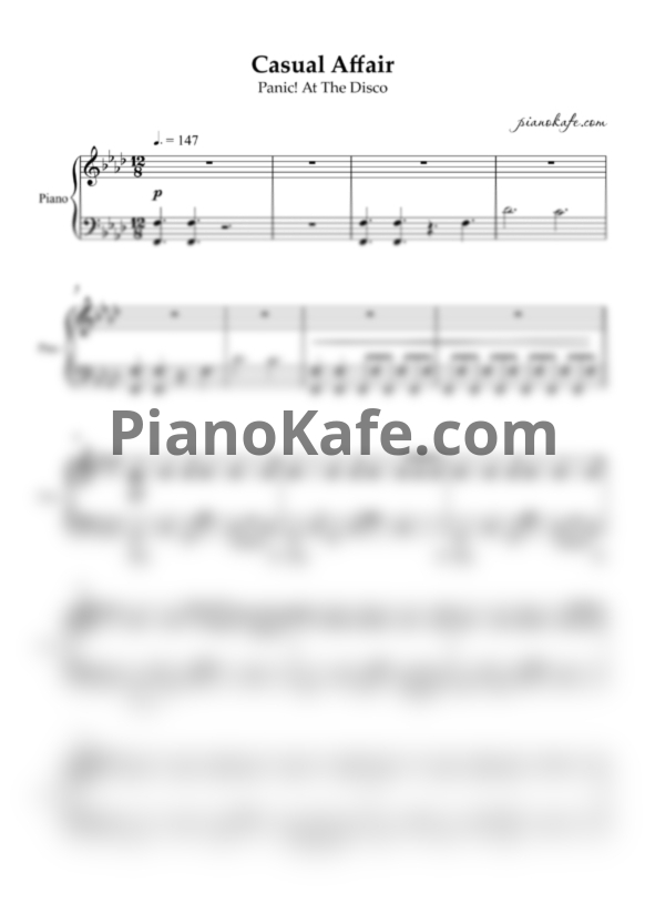 Ноты Panic! At the disco - Casual affair (Piano cover) - PianoKafe.com