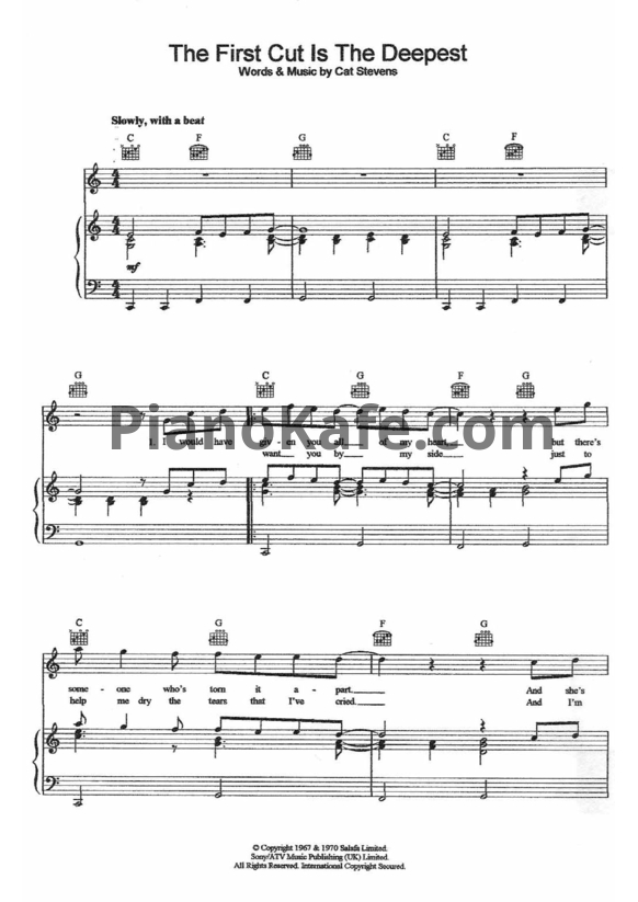 Ноты Sheryl Crow - The first cut is the deepest - PianoKafe.com