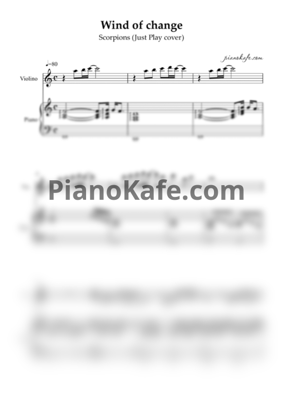 Ноты Scorpions - Wind of change (Just Play cover) - PianoKafe.com