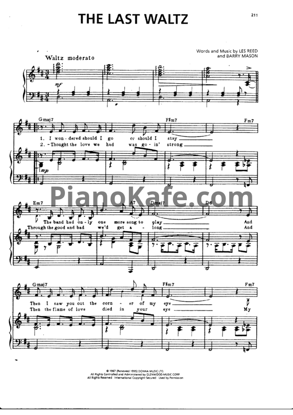 Ноты Les Reed - The last waltz - PianoKafe.com
