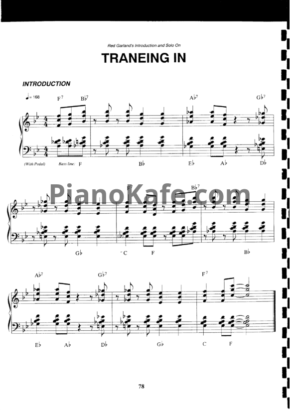 Ноты Red Garland - Traneing in (Piano solo) - PianoKafe.com