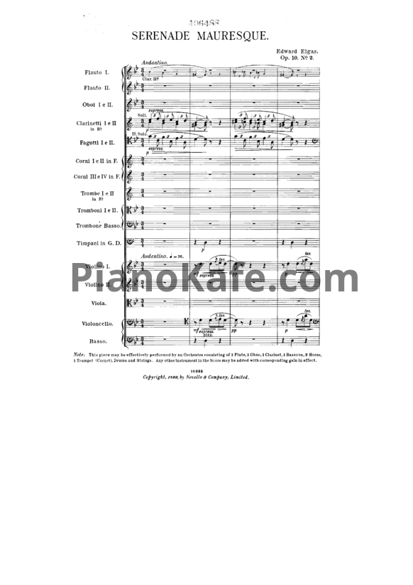 Ноты Эдуард Элгар - Serenade mauresque для оркестра (Op. 10, №2, Партитура) - PianoKafe.com