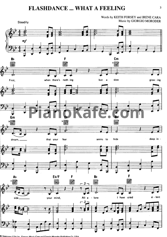 Ноты Irene Cara - Flashdance (What a feeling) (Версия 2) - PianoKafe.com